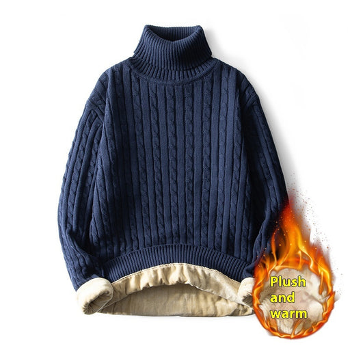 Men's Fleece-lined Thick Neck Sweater