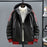 Winter Three Bars Hooded Leather Coat Coat Men